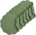 HOMBYS Quilted Placemats Set of 6 Washable Round Placemats for Kitchen Table-100% Cotton Fabric 14 Inch Round Table Mats, Cotton Fabric with Microfiber Filling (14"x14", Emerald Green) by HOMBYS