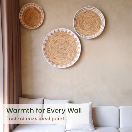 Chi An Home Extra Large Wall Basket Decor Boho Wicker Wall Hanging Set 3 - Image 5