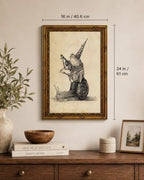 Gold Framed Frog Snail Musician Wall Art, Line Art Canvas Print, 24x16 - Image 5