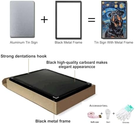 Metal Sign Vintage Tin Sign Rottweiler Starry Night Rottweiler Loyal Rottweiler in Night for Home Security and Seasonal Celebrations Corrosion Resistant Aluminum 6×8 Inches with Metal Frame - Image 7