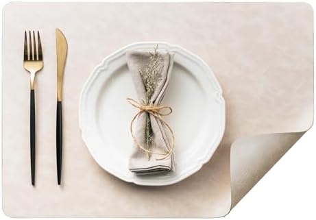 DOLOPL Placemats Set of 12, Reversible Dual-Color Faux Leather Place Mats by DOLOPLOfficial