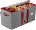 ZOBER Large Christmas Ornament Storage Box - Stores 128 3" Ornaments, With Dividers - Ornament Organizer Storage Box, Durable Christmas Containers Holder - Extra Pockets, Dual Zipper - Gray by ZOBER