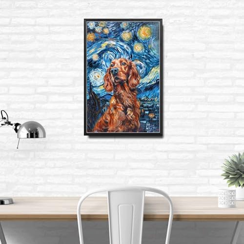 Metal Sign Tin Sign Vintage Wall Art Irish Setter Starry Night Setter Lively Setter in A Night Sky for Home Irish Pubs and Seasonal Displays Rustproof Aluminum 8×12 Inches with Metal Frame - Image 3