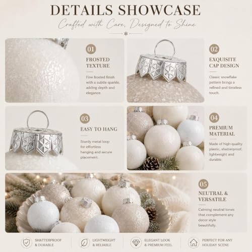 Yunlly 18 Pcs Neutral Sugar Christmas Ornaments Glitter Xmas Tree Decor - Image 4
