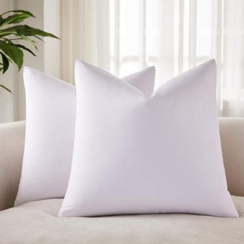JUSPURBET 28x28 Euro Velvet Throw Pillow Covers Set of 2,White by JUSPURBETHOME