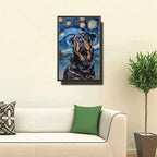 Metal Sign Vintage Tin Sign Rottweiler Starry Night Rottweiler Loyal Rottweiler in Night for Home Security and Seasonal Celebrations Corrosion Resistant Aluminum 6×8 Inches with Metal Frame - Image 2