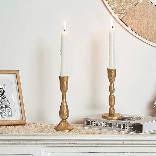 Antique Brass Handcrafted Iron Taper Candle Holders - Image 5