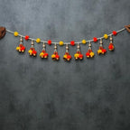 Desi Favors Toran with Hanging Bells for Door, Marigold Decorations for Pooja, Bandhanwar, Diwali, Mantle, Indian Thoranam, 3 Feet (Pack of 1) by DesiFavors