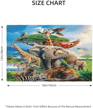 Elephant Giraffe Zebra Placemats Set of 6 Funny Zoo Animals Table Mats African Place Mats Decor Imitation Linen Heat Resistant Tablecloth for Dining Decorations Kitchen Party Restaurants 12''x18'' - Image 6
