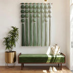 IOWER Macrame Wall Hanging Green Boho Fiber Art Wall Decor 27" W*31" L - Image 3