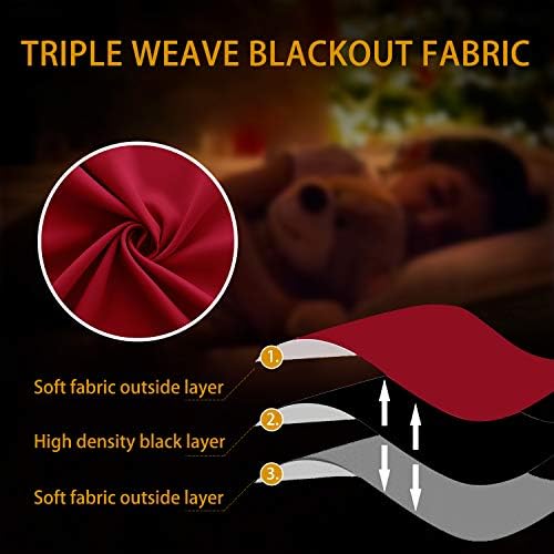 KOUFALL Red Curtains for Living Room, Blackout Grommet Thermal Curtains for Summer Heat Window Curtain Drapes 84 Inches Long 2 Panels, Cortinas Blackout para Sala - Image 4