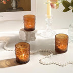 24 Pack Votive Candle Holders, Amber Vintage Tea Light Candle for Christmas - Image 5