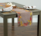 DII Fall Table Décor Embroidered Tabletop for Thanksgiving Dining, Table Runner, 14x108, Shimmering Leaves - Image 3