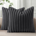 Pallene Faux Fur Decorative Throw Pillow Covers 26x26 Set of 2, Dark Grey by PALLENE