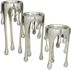 CosmoLiving by Cosmopolitan Aluminum Metal Abstract Decorative Candle Holder Melting Drip Candle Stand, Set of 3 Candlestick Holder 12", 10", 8"H, Silver - Image 2