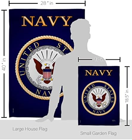 Breeze Decor Navy Garden House Flag - Set Armed Forces USN Seabee United State American Military Veteran Retire Official - Decoration Banner Small Yard Gift Double-Sided Made in USA 28 X 40 - Image 2