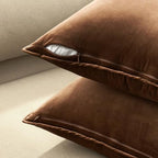MIULEE Decorative Brown Velvet Euro Sham Throw Pillow Covers 26x26 Inch - Image 6