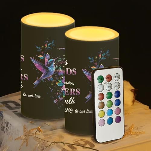 Mothers Day Gifts Flameless Candles with Remote Hummingbirds Floral Note LED Candles Battery Operated Electric Candles Flickering Warm Light for Home Bedroom Living Room Decorations by WelcometoLuarisgur