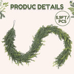 5.9FT Christmas Norfolk Garland, Realistic Faux Pine Garlands, Green Artificial Greenery Garland for Winter Home, Mantle, Fireplace, Indoor, Outdoor Christmas Decorations (1Pcs) - Image 2