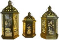 3 Piece Lantern Bundle for Ramadan Mubarak Eid Muslim - Festive Gold Lanterns Decoration for Home Celebrations, Parties, Guest Welcoming, Housewarming, Diwali Occasions by Unknown