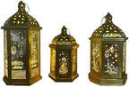 3 Piece Lantern Bundle for Ramadan Mubarak Eid Muslim - Festive Gold Lanterns Decoration for Home Celebrations, Parties, Guest Welcoming, Housewarming, Diwali Occasions by Unknown