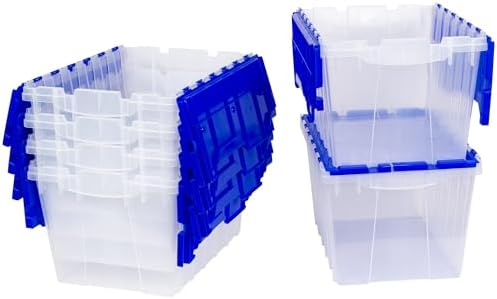 Akro-Mils KeepBox 12G Storage Box, Lid Attached, Stackable, Clear/Blue 6pk - Image 2