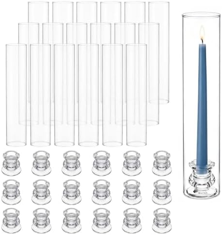 Hurricane Glass Candle Holders 18pcs Candlestick Holders for Taper Candles Centerpieces for Tables Wedding Birthday Party Home Decor by LOFINDAR