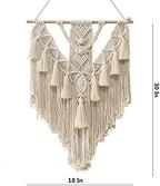 BMIDRUT Hanging Macrame Tapestry Woven Boho Wall Art Handmade Macrame Tapestry Home Wall Decor Wall Pediment 18x30 Inch (Beige) - Image 6