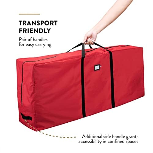ZOBER Christmas Tree Storage Bag - With 2 Ornaments Accessories/Garland Bags - Fits 9 Ft Trees - 600D Oxford Fabric Christmas Tree Bag For Storage Box For Xmas - Strong, Durable Handles - Red - Image 3