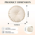 Teieas 2 Pcs Round Throw Pillows Decorative Velvet Pleated Pillow Red - Image 3