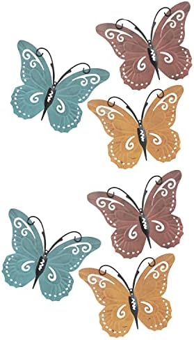 Butterfly Metal Wall Art 6-Piece-Set – Hand Painted Decorative 3D Butterflies for Rustic Farmhouse Home or Office Décor by Lavish Home by LavishHomeCollection