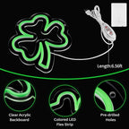 MissAudrey 2Pcs Go Irish Neon Sign, 8 * 9in Shamrock Neon Lights, St. Patrick's Day Decorations with USB/Battery Powered, Neon Sign Hanging for Window Wall Table Bedroom Man Cave Bar Pub Club Party - Image 5