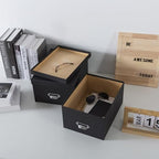 Soul & Lane - Black Stacking Storage Boxes with Label Holders, Set of 2 - Image 3