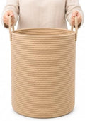 OrganiHaus Tall Cotton Rope Laundry Basket & Hamper, Blanket Storage 52L by OrganiHaus