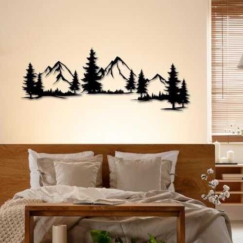 Xedatric Mountain Forest Metal Wall Art 15x44 Inch Nature Landscape Decor - Image 4