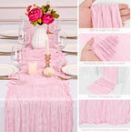 16 Pack Light Pink Cheesecloth Table Runners, 20x120 Inch - Image 4