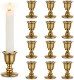 Vintage Candlestick Candle Holders Brass - Romadedi Taper Gold Candle Stick Victorian Style for Table Centerpiece Wedding Reception Festive Christmas Mantel Decoration or Home Decor Set of 12 by ROMADEDI