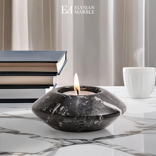 Tea Light Candle Holders Set of 3 – Handcrafted Natural Marble Tealight & Votive Holders in Graduated Sizes (4", 3.5", 3"), Decorative Stone Candle Holders for Home Décor & Table Centerpieces - Image 5