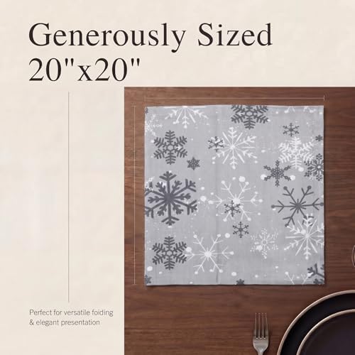 Urban Villa Cloth Napkins Cotton 20x20 (Set of 12) Grey Snow Flake - Image 6