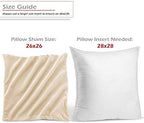 Nestl Throw Euro Pillow Covers, Cozy Velvet Decorative Pillow Covers 26 x 26 Inches, Soft Solid Couch Pillow Case for Sofa, Bed and Car, Set of 4 - Beige Cream - Image 2