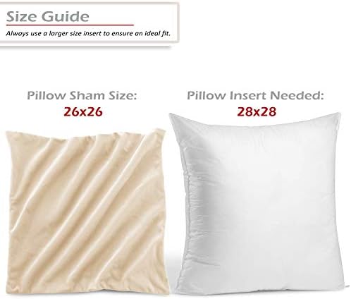 Nestl Throw Euro Pillow Covers, Cozy Velvet Decorative Pillow Covers 26 x 26 Inches, Soft Solid Couch Pillow Case for Sofa, Bed and Car, Set of 4 - Beige Cream - Image 2