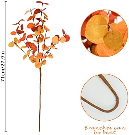 Agusbagli 12 Pcs Artificial Eucalyptus Leaves 28'' Tall Fall Flowers Leaf Greenery Stems Autumn Decorations for Home Wedding Centerpieces Thanksgiving Floral Arrangements - Image 4