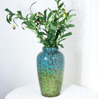 11 Inch Tall Ceramic Flower Vase, Unique Green Blue Vase for Home Decor - Image 6