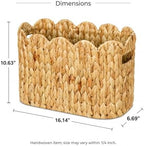 Scalloped Toilet Paper Basket, Tall Narrow Water Hyacinth - Image 3