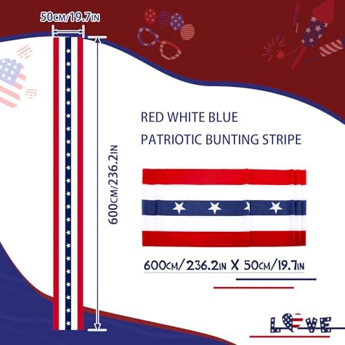 USA Bunting Flag 4th of July Red White Blue American Patriotic Independence Day and Memorial Days Decorations - Image 6