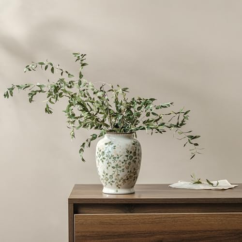 Ceramic Flower Vase for Home Decor, Vintage Green Decorative Vase 8 Inch - Image 6
