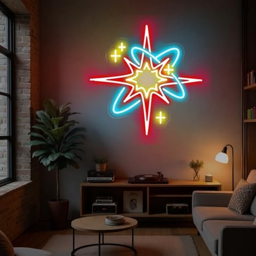 Red Starburst Neon Sign for Bedroom Music Room, Mid Century Modern Decor - Image 7