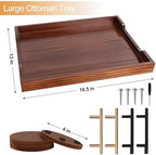 SXNOWS Large Wooden Serving Tray with 2 Sets of Handles,Dark Brown - Image 3