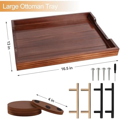 SXNOWS Large Wooden Serving Tray with 2 Sets of Handles,Dark Brown - Image 3