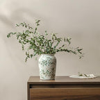 Ceramic Flower Vase for Home Decor, Green Vintage Decorative Vase 8 Inch - Image 2